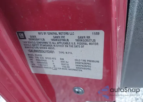 2010 GMC Acadia Slt-2 из США, поврежденный, VIN 1GKLRNED2AJ153491